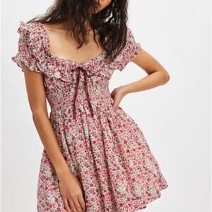 NWT FREE PEOPLE TASHA MINI DRESS PINK FLORAL, SIZE MED